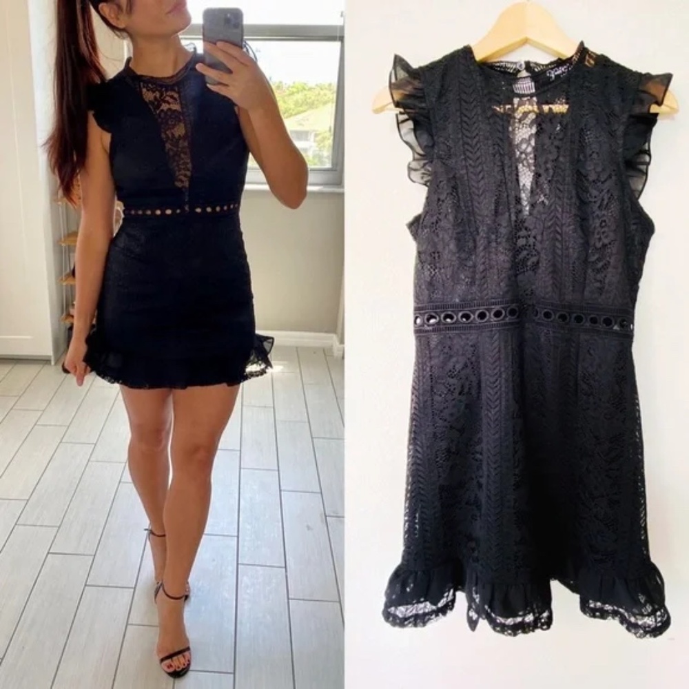 garota Black Lace Mini Dress